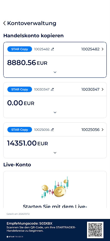 Copy Trading Konto auswählen