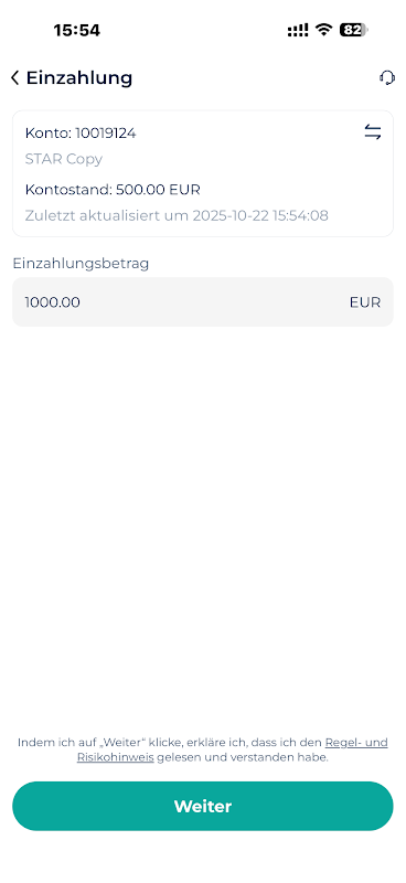 Einzahlung vornehmen